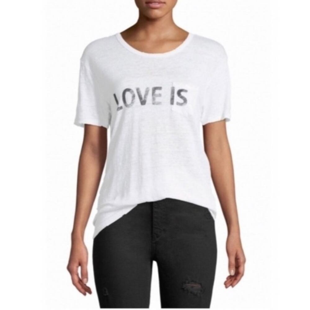 New Zadig & Voltaire Amber Linen “Love Is” Tee Shirt NWT Size XS